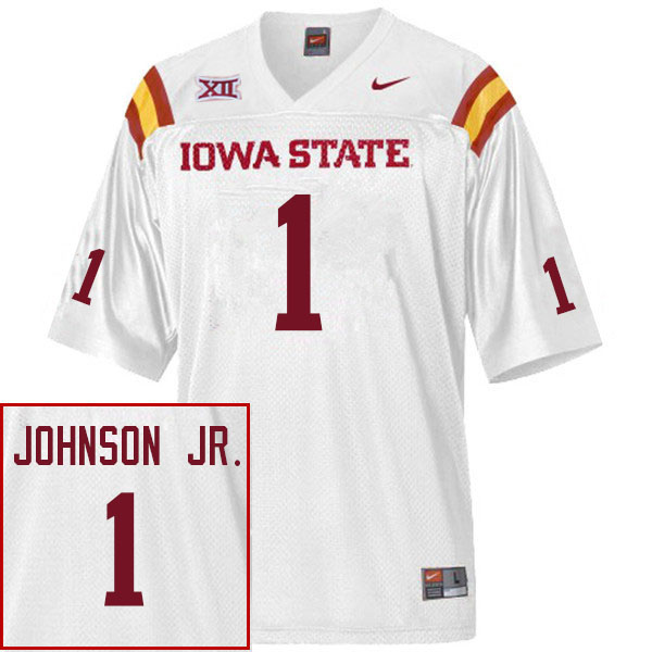 Men #1 Anthony Johnson Jr. Iowa State Cyclones College Football Jerseys Sale-White